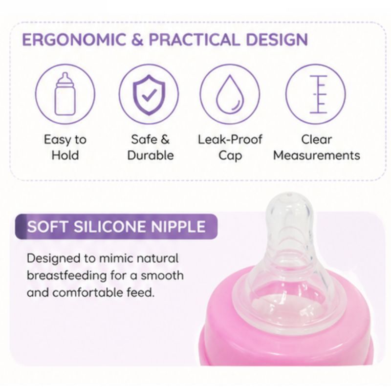DBY 2in1 Baby Feeding Bottle 2 Piece Colored Premium Quality Food Grade Baby Feeding Bottle