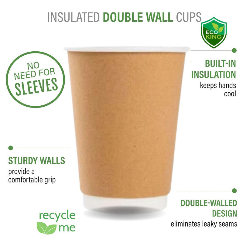 25Pcs Eco King Coffee Kraft Paper Cup Hot and Cold Beverages Use Leak Resistant Food Grade Cups