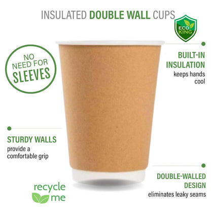 25Pcs Eco King Coffee Kraft Paper Cup Hot and Cold Beverages Use Leak Resistant Food Grade Cups