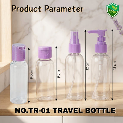 Eco King 4in1Travel Bottles Set Leak Proof Portable Toiletry Containers Set Clear Travel Size Kit