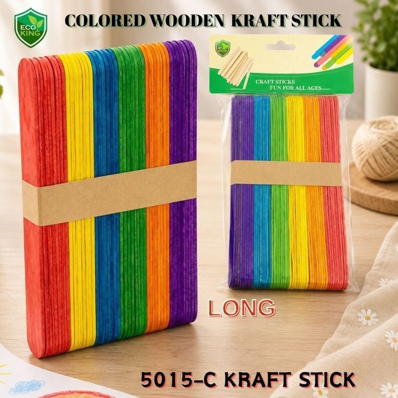 Eco King 50PCS Wooden Popsicle Sticks Kraft Ice Cream Sticks for Kids School Creative Arts & Crafts