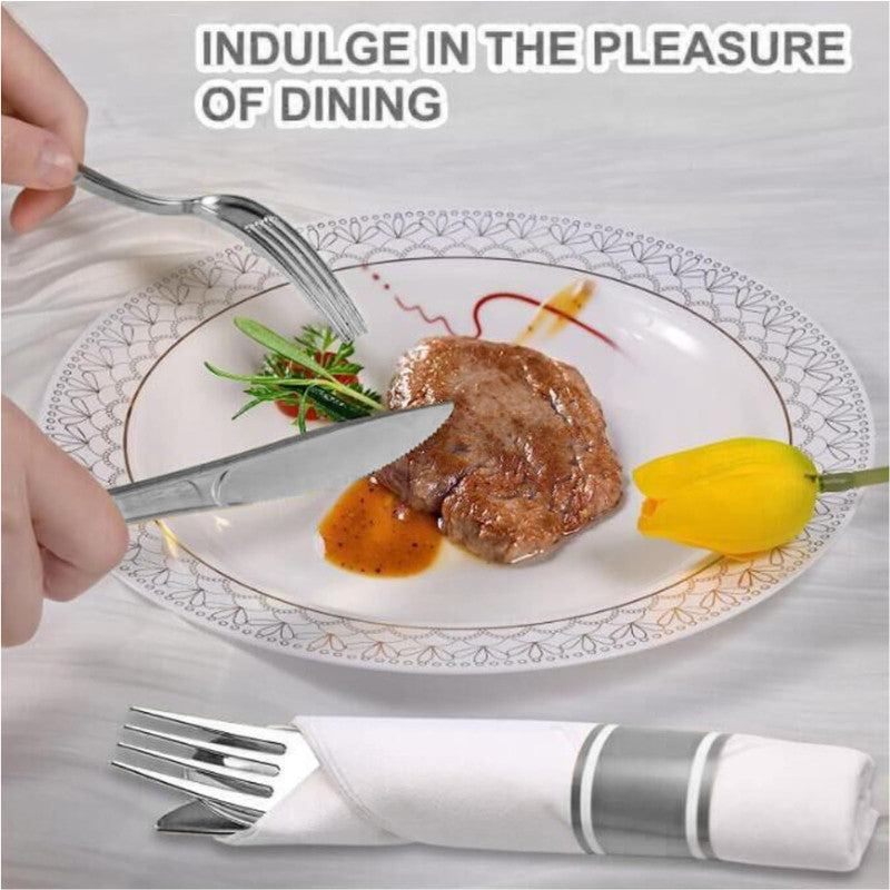 Eco King Silver Plastic Utensils Set Premium Quality Spoon Fork for Birthdays, Parties, Celebrations