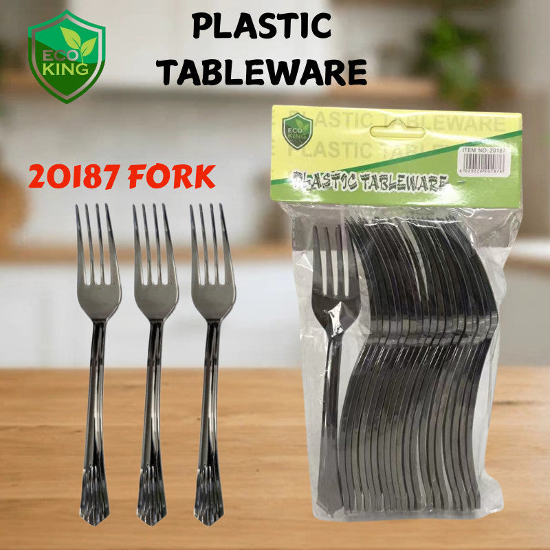 Eco King Silver Plastic Utensils Set Premium Quality Spoon Fork for Birthdays, Parties, Celebrations