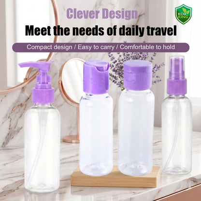 Eco King 4in1Travel Bottles Set Leak Proof Portable Toiletry Containers Set Clear Travel Size Kit