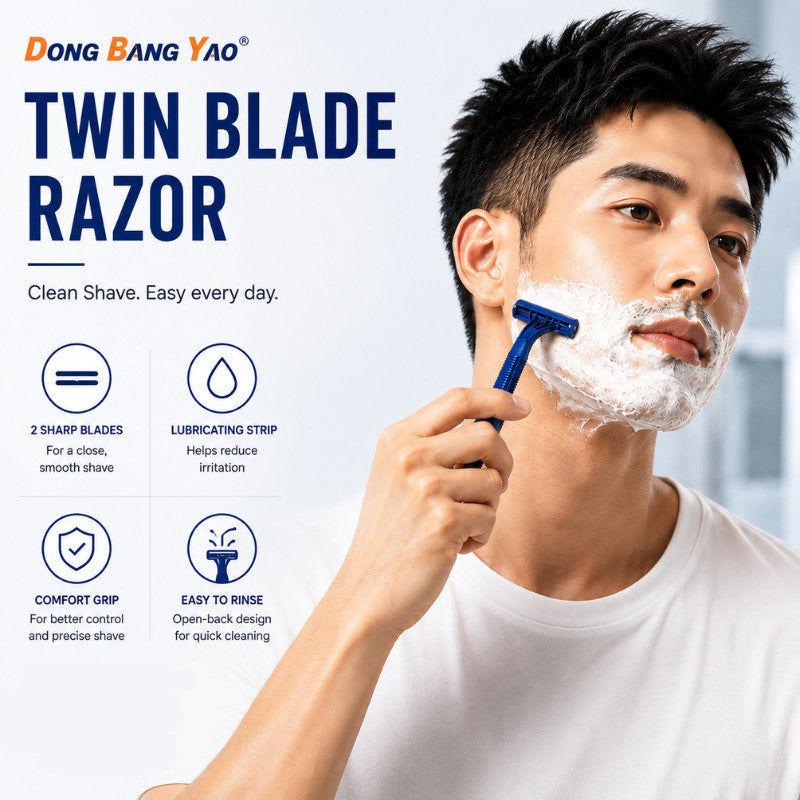 24Pcs DBY Twin Blade Shaving Razor Disposable Razor with Moisturizing Strip Easy & Smooth Shave