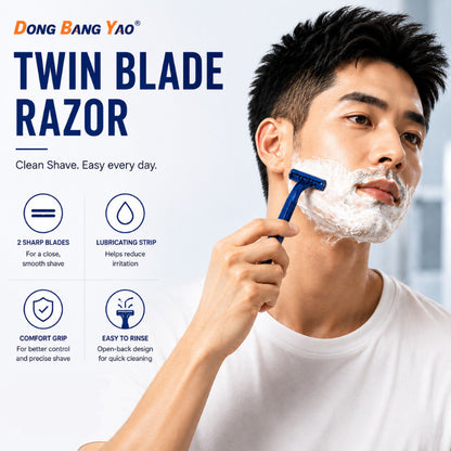 24Pcs DBY Twin Blade Shaving Razor Disposable Razor with Moisturizing Strip Easy & Smooth Shave