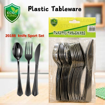 Eco King Silver Plastic Utensils Set Premium Quality Spoon Fork for Birthdays, Parties, Celebrations