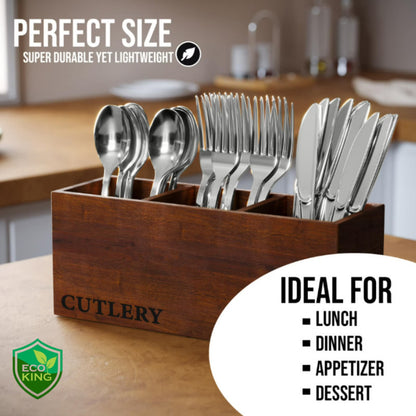 Eco King Silver Plastic Utensils Set Premium Quality Spoon Fork for Birthdays, Parties, Celebrations