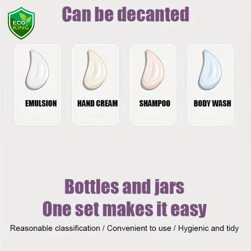 Eco King 4in1Travel Bottles Set Leak Proof Portable Toiletry Containers Set Clear Travel Size Kit