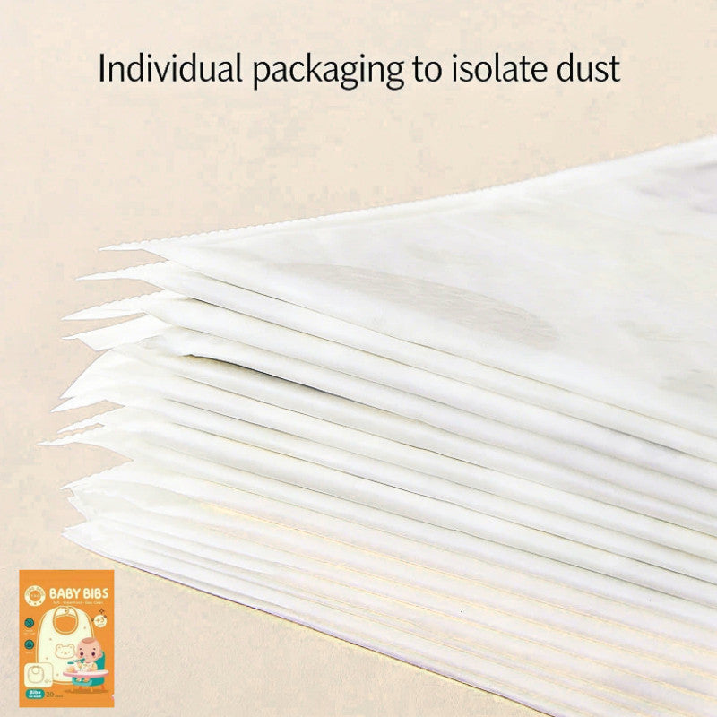 20Pcs DBY Disposable Baby Bibs Waterproof Wash-Free Feeding Bibs Anti-Dirt Baby Bib