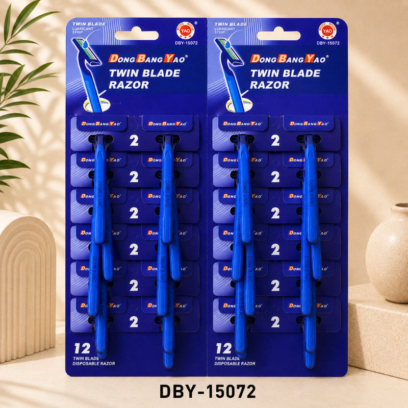 24Pcs DBY Twin Blade Shaving Razor Disposable Razor with Moisturizing Strip Easy & Smooth Shave