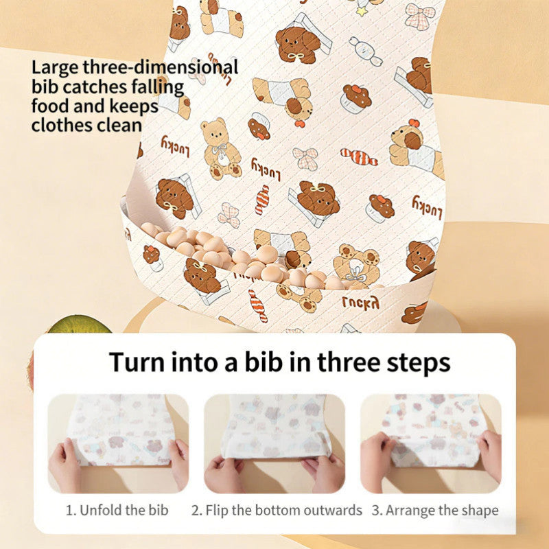 20Pcs DBY Disposable Baby Bibs Waterproof Wash-Free Feeding Bibs Anti-Dirt Baby Bib