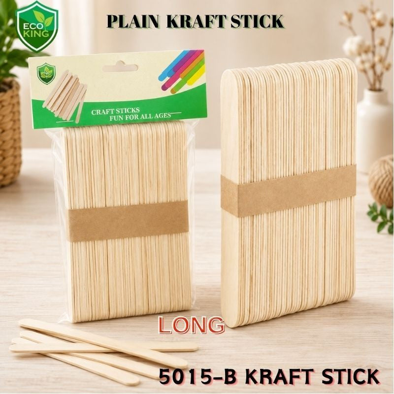 Eco King 50PCS Wooden Popsicle Sticks Kraft Ice Cream Sticks for Kids School Creative Arts & Crafts