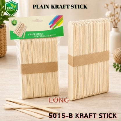 Eco King 50PCS Wooden Popsicle Sticks Kraft Ice Cream Sticks for Kids School Creative Arts & Crafts