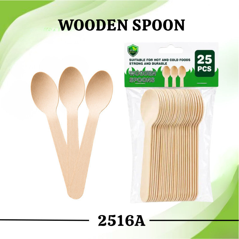 Eco King 25Pcs Wooden Utensils Disposable Spoon Fork Spork Premium Quality Disposable Cutlery Set