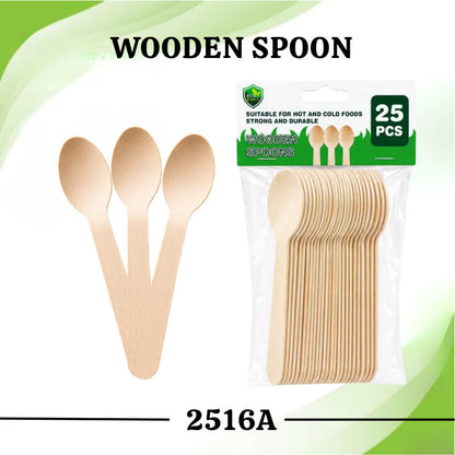 Eco King 25Pcs Wooden Utensils Disposable Spoon Fork Spork Premium Quality Disposable Cutlery Set