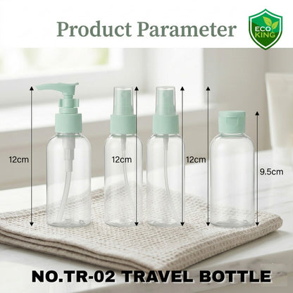 Eco King 4in1Travel Bottles Set Leak Proof Portable Toiletry Containers Set Clear Travel Size Kit