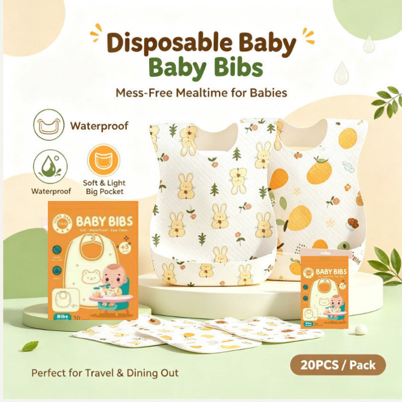 20Pcs DBY Disposable Baby Bibs Waterproof Wash-Free Feeding Bibs Anti-Dirt Baby Bib