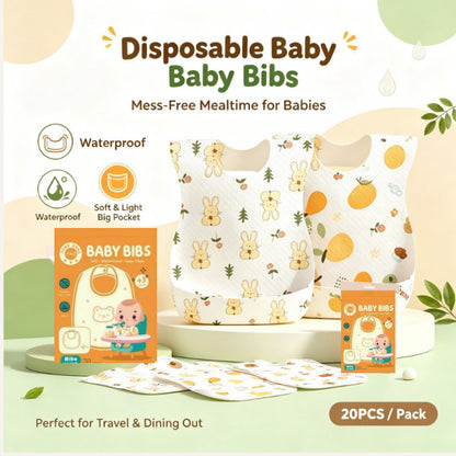 20Pcs DBY Disposable Baby Bibs Waterproof Wash-Free Feeding Bibs Anti-Dirt Baby Bib