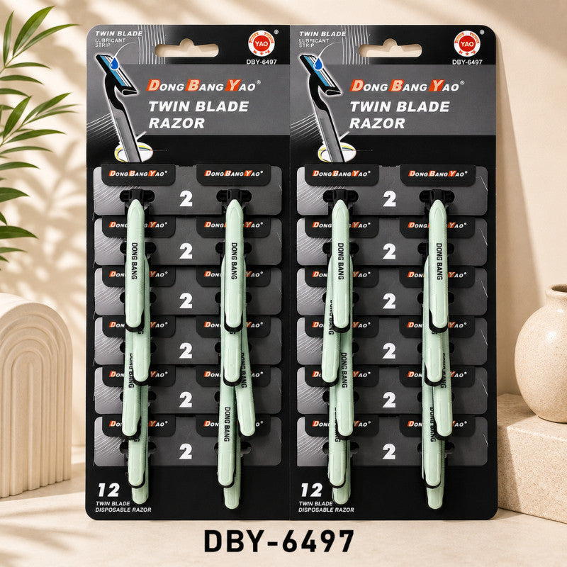 24Pcs DBY Twin Blade Shaving Razor Disposable Razor with Moisturizing Strip Easy & Smooth Shave