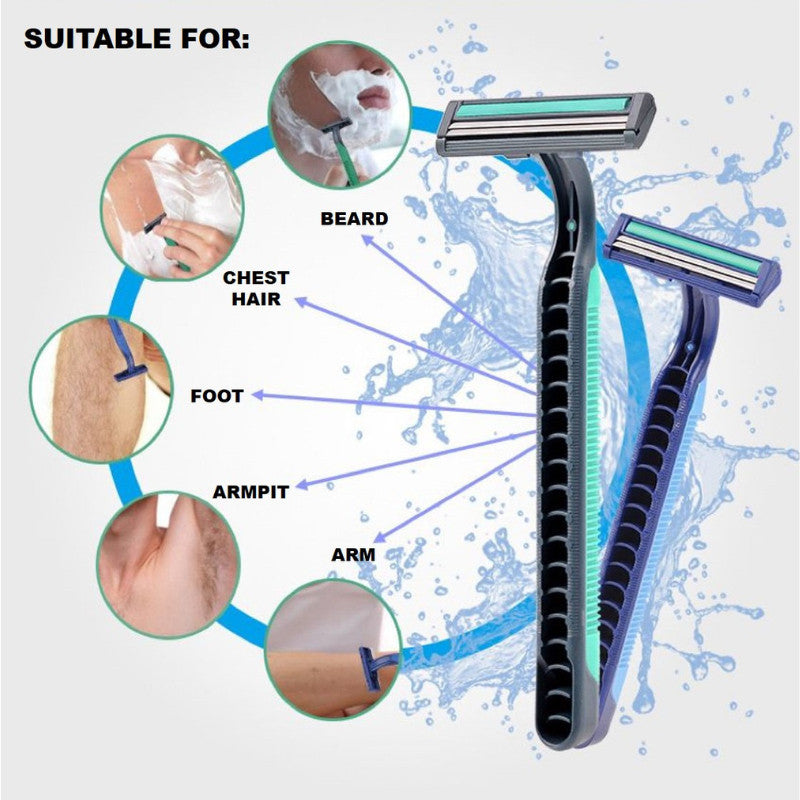 24Pcs DBY Twin Blade Shaving Razor Disposable Razor with Moisturizing Strip Easy & Smooth Shave