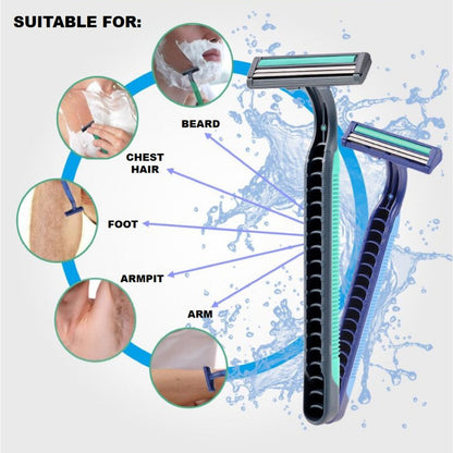 24Pcs DBY Twin Blade Shaving Razor Disposable Razor with Moisturizing Strip Easy & Smooth Shave