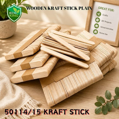Eco King 50PCS Wooden Popsicle Sticks Kraft Ice Cream Sticks for Kids School Creative Arts & Crafts