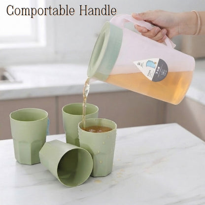 5in1 Water Pitcher Set with 4 Drinking Cups Large Capacity 1900ML High Quality Modern Design