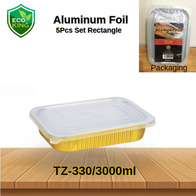5 Pcs Multi Purpose Eco King Aluminum Foil Food Trays Rectangular Heat Resistant Disposable Bakeware