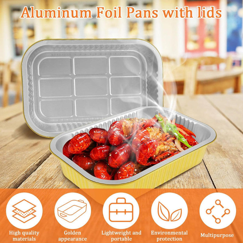 5 Pcs Multi Purpose Eco King Aluminum Foil Food Trays Rectangular Heat Resistant Disposable Bakeware