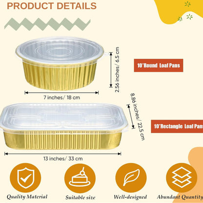 Multi-Purpose High Quality Eco King 5 Pcs Round Gold Aluminum Tray Extra Thick Premium Food Storage
