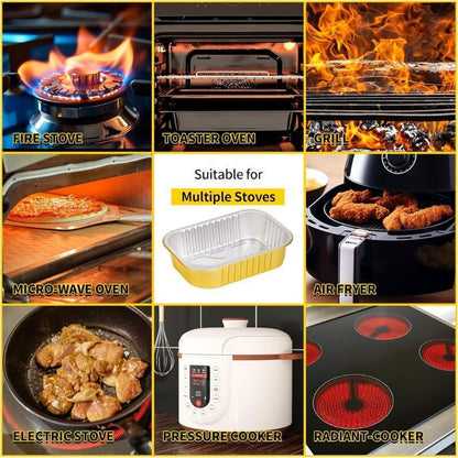 5 Pcs Multi Purpose Eco King Aluminum Foil Food Trays Rectangular Heat Resistant Disposable Bakeware
