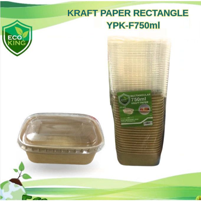 25 Pcs Eco King Sustainable Rectangular Kraft Paper Food Packaging Biodegradable