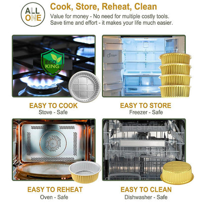 Multi-Purpose High Quality Eco King 5 Pcs Round Gold Aluminum Tray Extra Thick Premium Food Storage