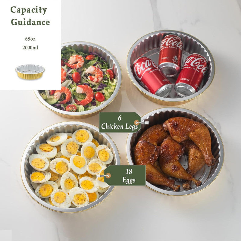 Multi-Purpose High Quality Eco King 5 Pcs Round Gold Aluminum Tray Extra Thick Premium Food Storage
