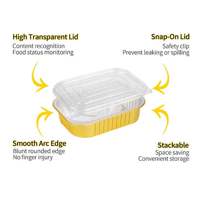 5 Pcs Multi Purpose Eco King Aluminum Foil Food Trays Rectangular Heat Resistant Disposable Bakeware