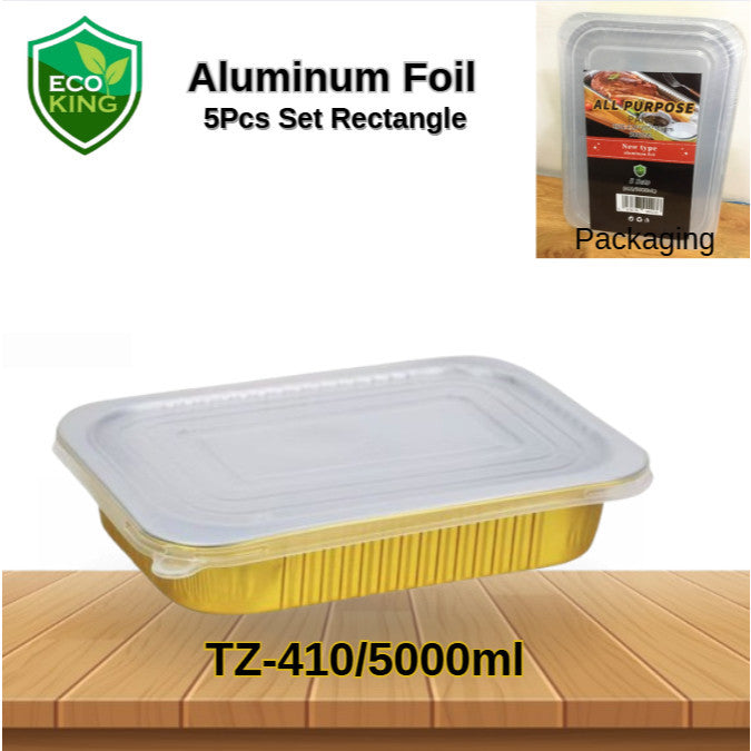 5 Pcs Multi Purpose Eco King Aluminum Foil Food Trays Rectangular Heat Resistant Disposable Bakeware