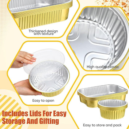 Multi-Purpose High Quality Eco King 5 Pcs Round Gold Aluminum Tray Extra Thick Premium Food Storage