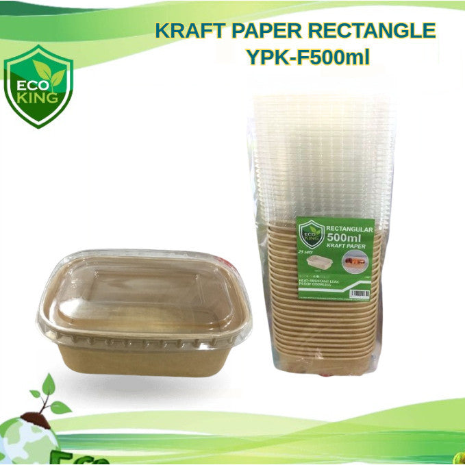 25 Pcs Eco King Sustainable Rectangular Kraft Paper Food Packaging Biodegradable
