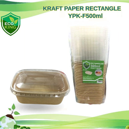 25 Pcs Eco King Sustainable Rectangular Kraft Paper Food Packaging Biodegradable