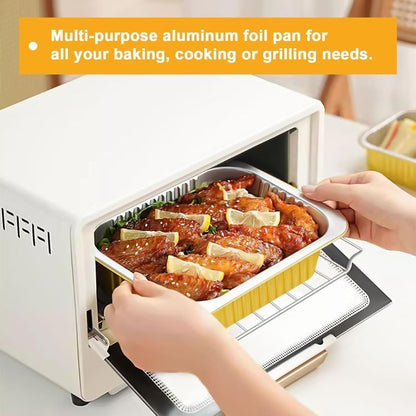 5 Pcs Multi Purpose Eco King Aluminum Foil Food Trays Rectangular Heat Resistant Disposable Bakeware