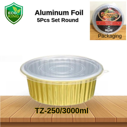 Multi-Purpose High Quality Eco King 5 Pcs Round Gold Aluminum Tray Extra Thick Premium Food Storage