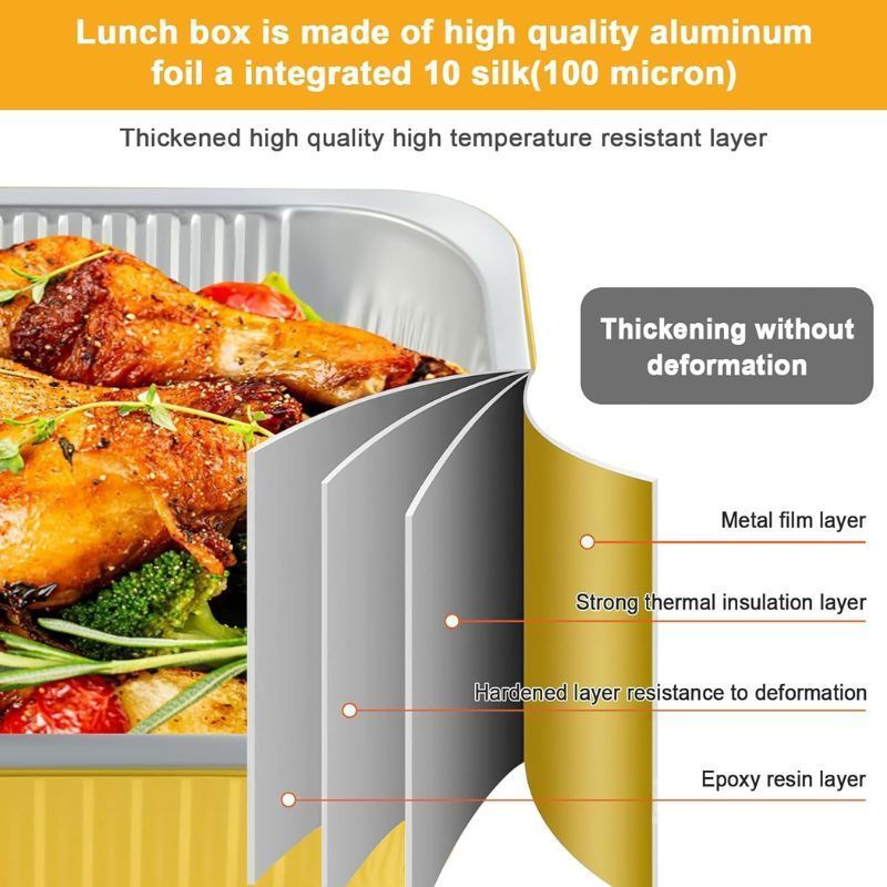 5 Pcs Multi Purpose Eco King Aluminum Foil Food Trays Rectangular Heat Resistant Disposable Bakeware
