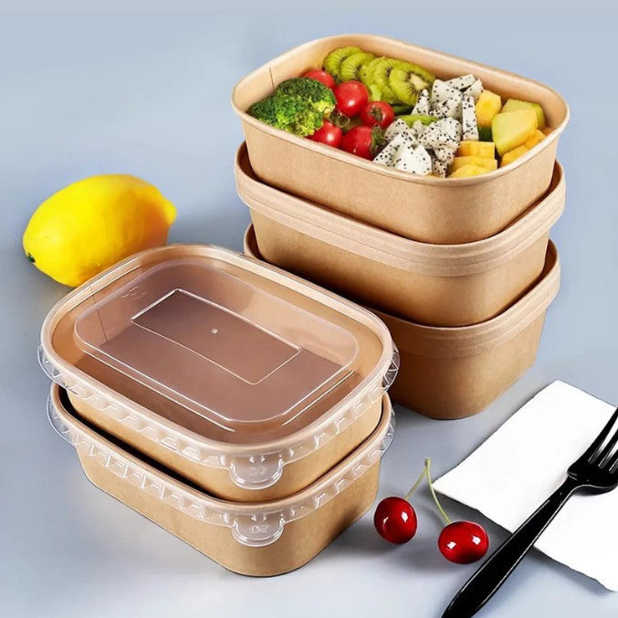 25 Pcs Eco King Sustainable Rectangular Kraft Paper Food Packaging Biodegradable