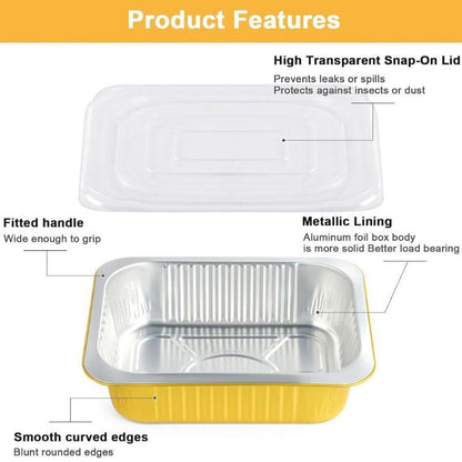 5 Pcs Multi Purpose Eco King Aluminum Foil Food Trays Rectangular Heat Resistant Disposable Bakeware