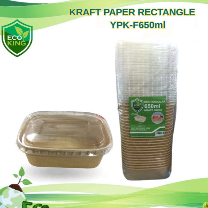 25 Pcs Eco King Sustainable Rectangular Kraft Paper Food Packaging Biodegradable