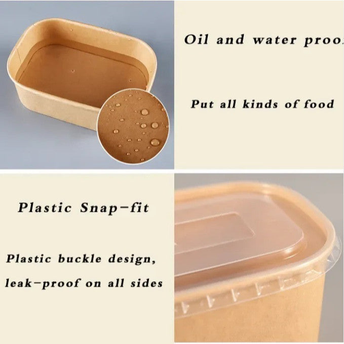 25 Pcs Eco King Sustainable Rectangular Kraft Paper Food Packaging Biodegradable